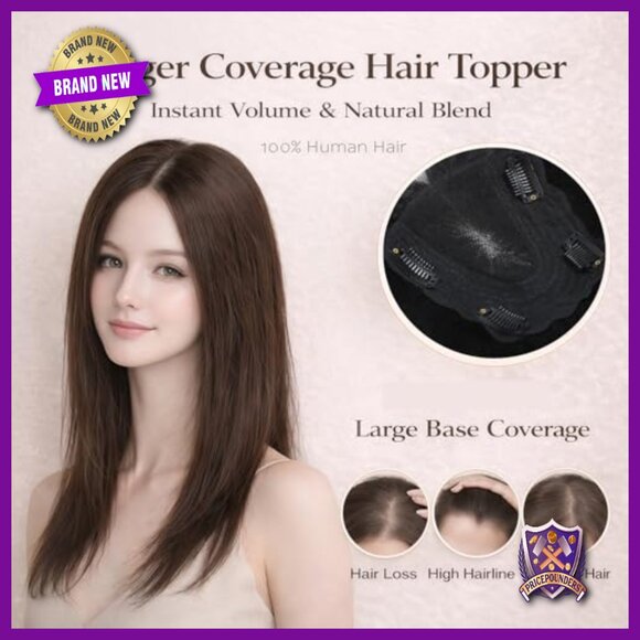 Real Human Hair Topper 12 Inch Hand Tied Clip In Bangs Thinning Crown Coverage main image 5